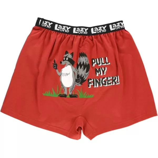 Lazy One Funny Animal Boxers Humorous Underwear Novelty Boxer Shorts Gag Gifts for MenRed Pull My Finger Boxers