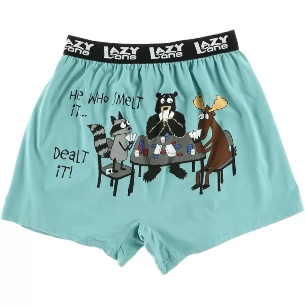 Lazy One Funny Animal Boxers Humorous Underwear Novelty Boxer Shorts Gag Gifts for MenWho Smelt It Dealt It Boxers