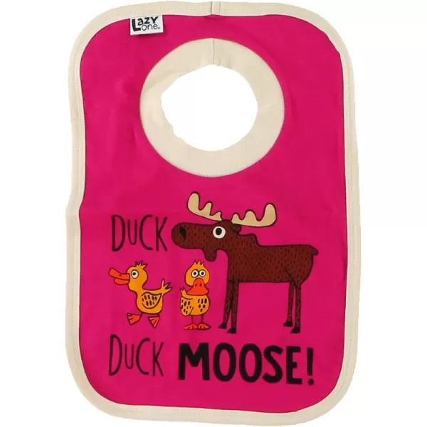 LazyOne AnimalPrint Baby Bibs Cute Baby Shower Gifts One SizeDuck Duck Moose Pink Bib