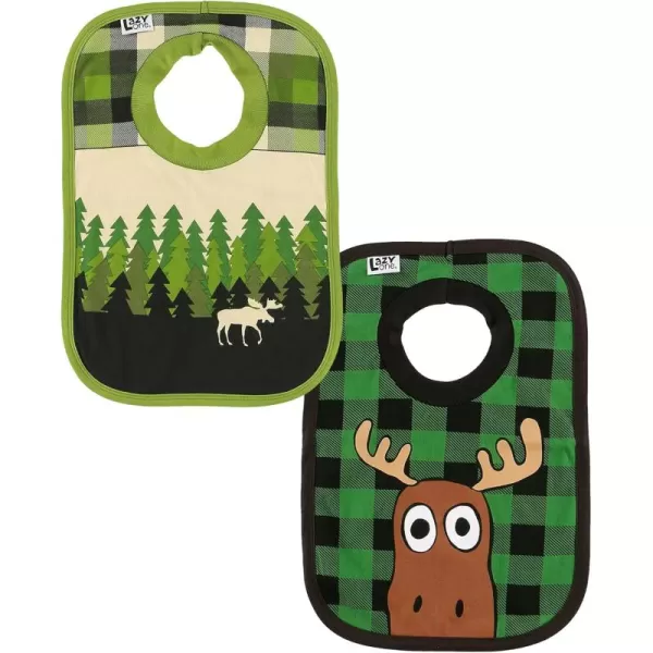 LazyOne AnimalPrint Baby Bibs Infant Bibs Cute Baby Shower Gifts One Size Pack of 2Moose Plaid and Forest Pack