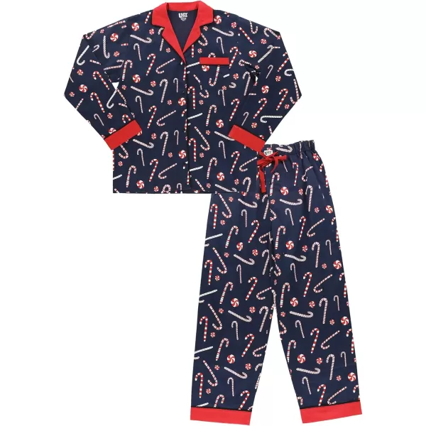 Lazy One ButtonDown Adult Pajama Set Classic ButtonDown Shirt and Pants PjsCandy Cane