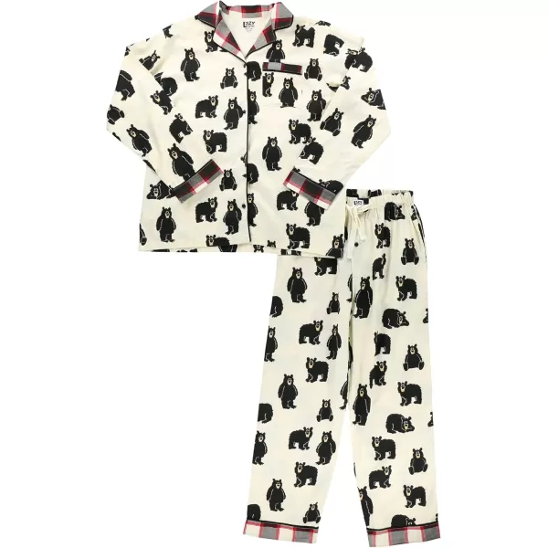 Lazy One ButtonDown Adult Pajama Set Classic ButtonDown Shirt and Pants PjsFamily Bear