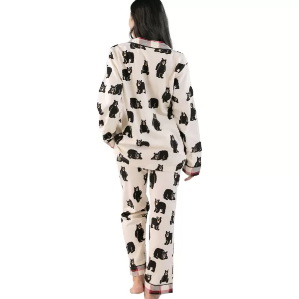 Lazy One ButtonDown Adult Pajama Set Classic ButtonDown Shirt and Pants PjsFamily Bear