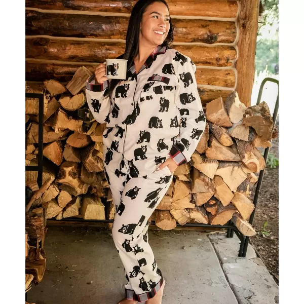 Lazy One ButtonDown Adult Pajama Set Classic ButtonDown Shirt and Pants PjsFamily Bear