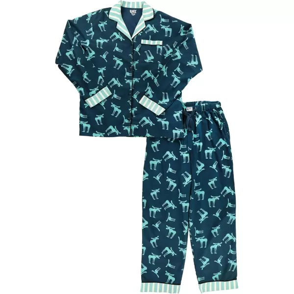 Lazy One ButtonDown Adult Pajama Set Classic ButtonDown Shirt and Pants PjsFunky Moose
