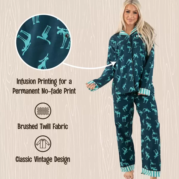 Lazy One ButtonDown Adult Pajama Set Classic ButtonDown Shirt and Pants PjsFunky Moose