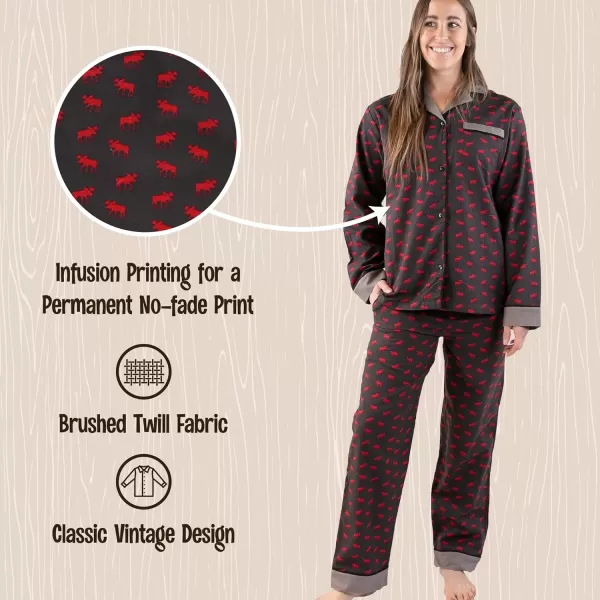Lazy One ButtonDown Adult Pajama Set Classic ButtonDown Shirt and Pants PjsMini Moose