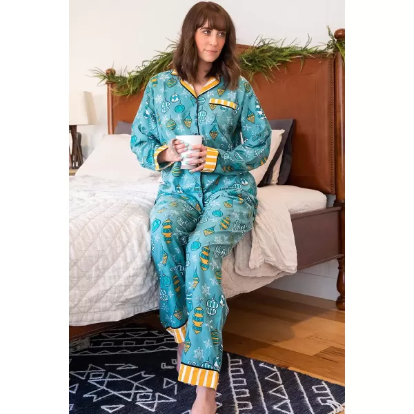 Lazy One ButtonDown Adult Pajama Set Classic ButtonDown Shirt and Pants PjsOrnament