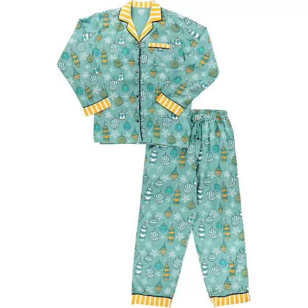 Lazy One ButtonDown Adult Pajama Set Classic ButtonDown Shirt and Pants PjsOrnament