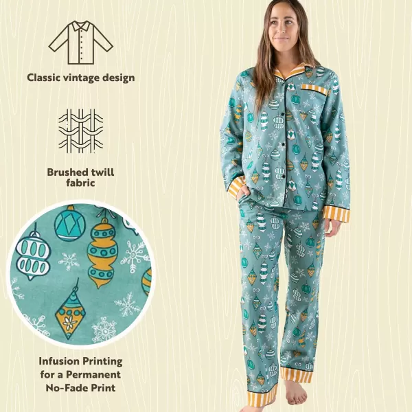 Lazy One ButtonDown Adult Pajama Set Classic ButtonDown Shirt and Pants PjsOrnament