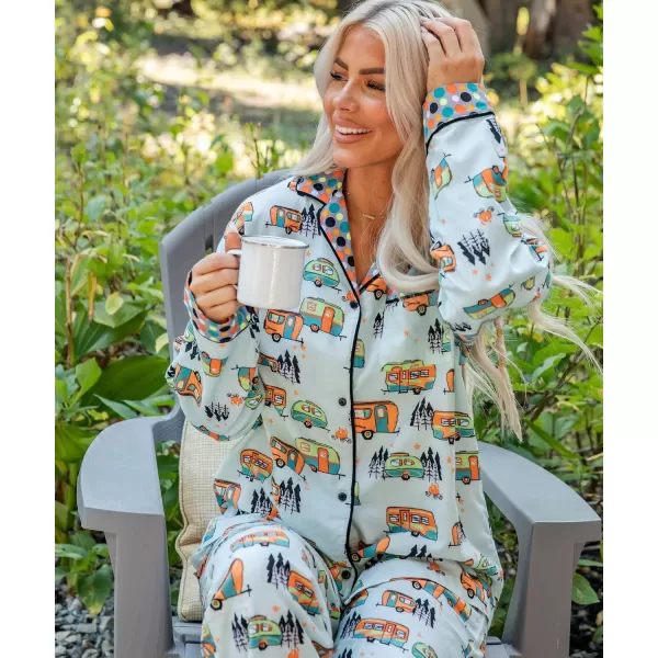 Lazy One ButtonDown Adult Pajama Set Classic ButtonDown Shirt and Pants PjsRolltel