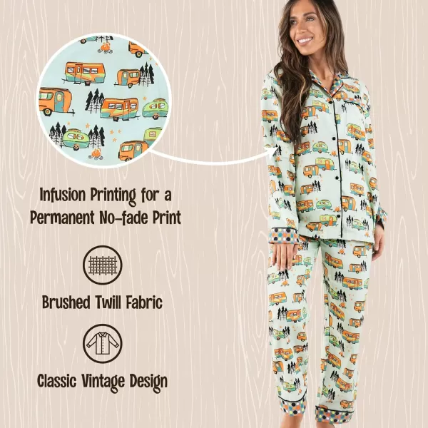 Lazy One ButtonDown Adult Pajama Set Classic ButtonDown Shirt and Pants PjsRolltel