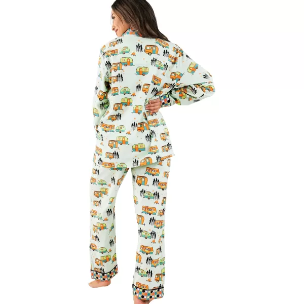 Lazy One ButtonDown Adult Pajama Set Classic ButtonDown Shirt and Pants PjsRolltel