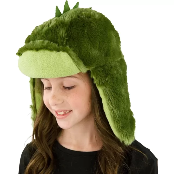Lazy One Critter Cap Hat for Kids and Adults Fun ColdWeather Animal Hats Cute Warm Winter Cozy Ear coversDino Critter Cap