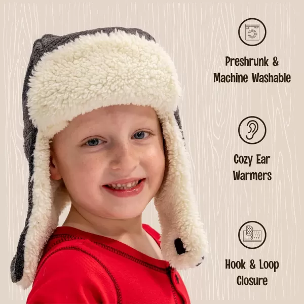 Lazy One Critter Cap Hat for Kids and Adults Fun ColdWeather Animal Hats Cute Warm Winter Cozy Ear coversGrey Buffalo Check Critter Cap