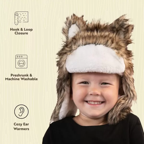 Lazy One Critter Cap Hat for Kids and Adults Fun ColdWeather Animal Hats Cute Warm Winter Cozy Ear coversWolf Critter Cap