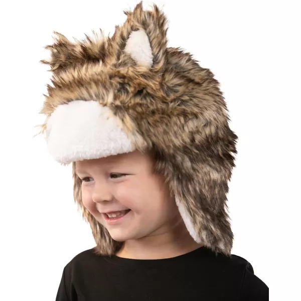 Lazy One Critter Cap Hat for Kids and Adults Fun ColdWeather Animal Hats Cute Warm Winter Cozy Ear coversWolf Critter Cap