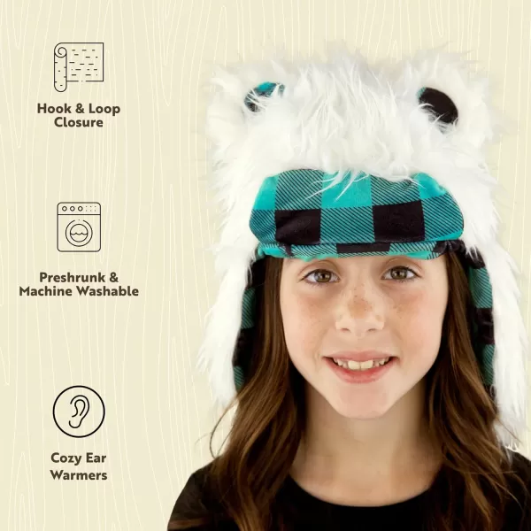 Lazy One Critter Cap Hat for Kids and Adults Fun ColdWeather Animal Hats Cute Warm Winter Cozy Ear coversYeti Critter Cap