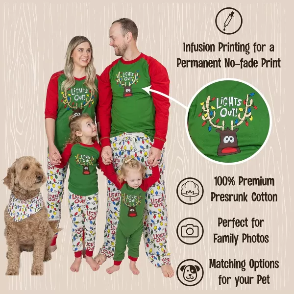 Lazy One Lights Out Matching Family Christmas Pajamas Matching Christmas PJs for Family Adult Teen Kid and Baby PajamasLights Out Family Pajama Set