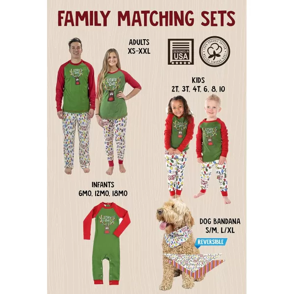 Lazy One Lights Out Matching Family Christmas Pajamas Matching Christmas PJs for Family Adult Teen Kid and Baby PajamasLights Out Family Pajama Set