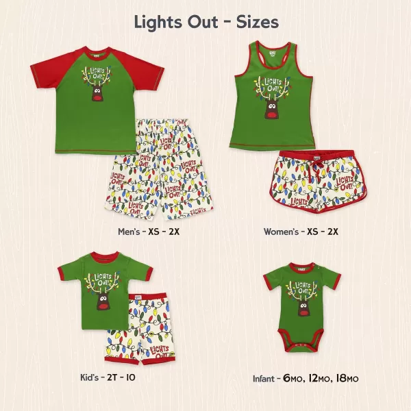 Lazy One Lights Out Matching Family Christmas Pajamas Matching Christmas PJs for Family Adult Teen Kid and Baby PajamasLights Out Family Pajama Set