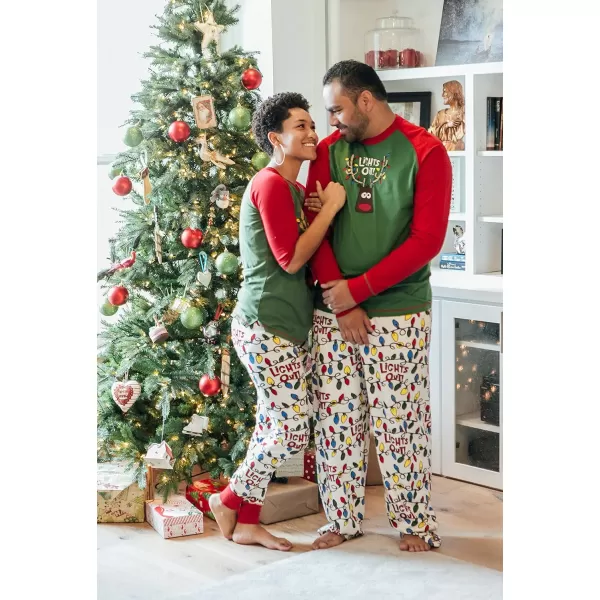 Lazy One Lights Out Matching Family Christmas Pajamas Matching Christmas PJs for Family Adult Teen Kid and Baby PajamasLights Out Family Pajama Set