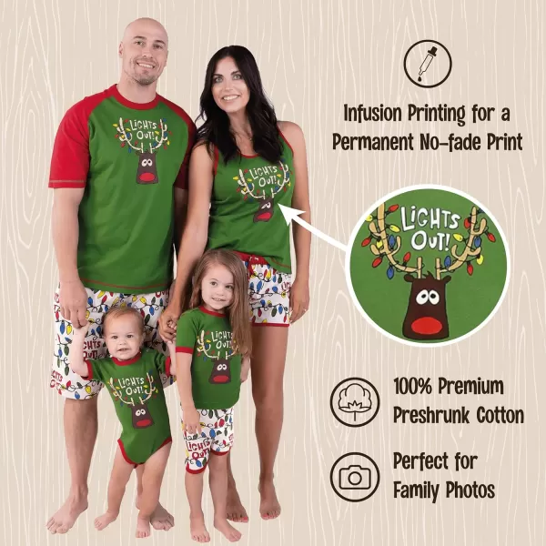 Lazy One Lights Out Matching Family Christmas Pajamas Matching Christmas PJs for Family Adult Teen Kid and Baby PajamasLights Out Pajamas