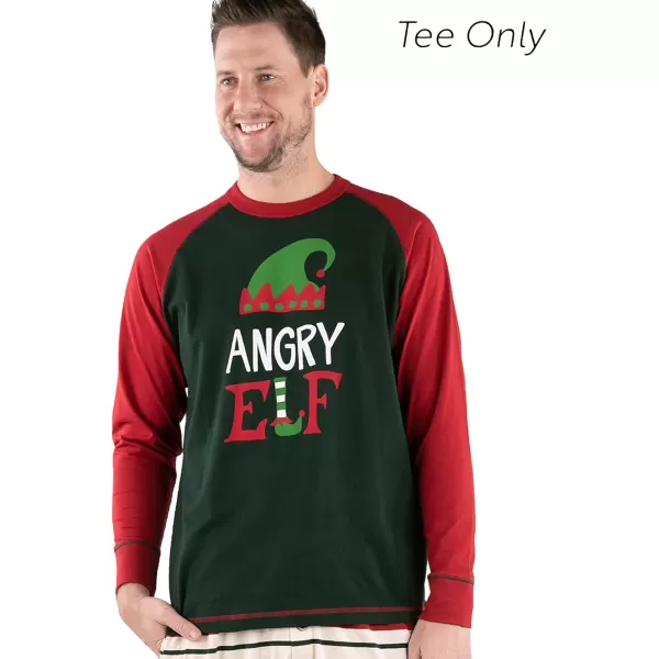 Lazy One Matching Family Christmas Pajamas Elf Matching Christmas PJs for Family Adult Tees ampamp Pants SeparatesAngry Elf Pajama Tee