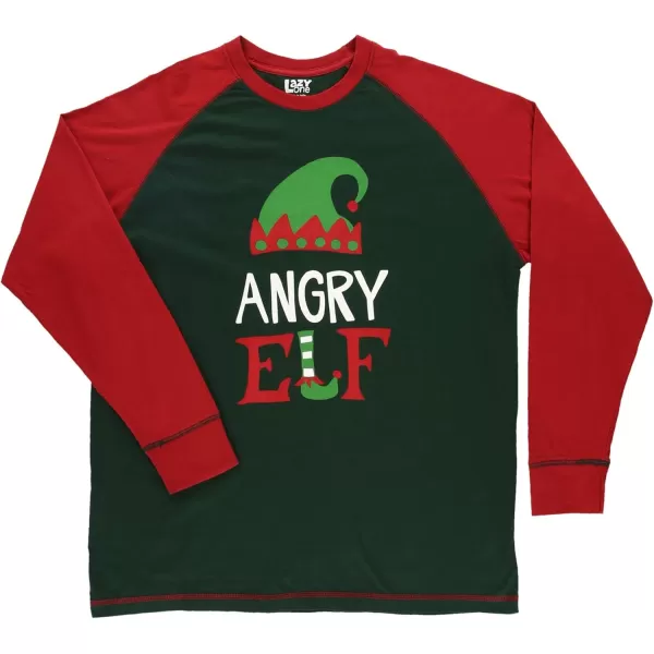 Lazy One Matching Family Christmas Pajamas Elf Matching Christmas PJs for Family Adult Tees ampamp Pants SeparatesAngry Elf Pajama Tee