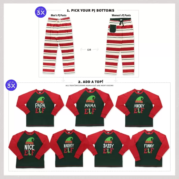 Lazy One Matching Family Christmas Pajamas Elf Matching Christmas PJs for Family Adult Tees ampamp Pants SeparatesElf Stripe Mens Pajama Pants