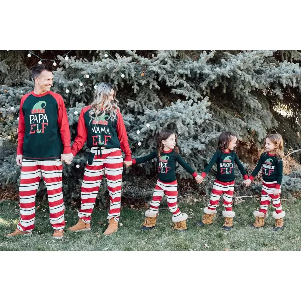 Lazy One Matching Family Christmas Pajamas Elf Matching Christmas PJs for Family Adult Tees ampamp Pants SeparatesElf Stripe Mens Pajama Pants