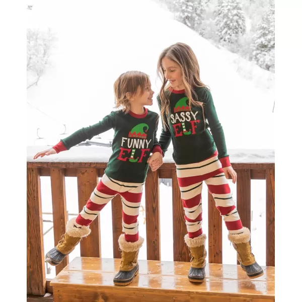 Lazy One Matching Family Christmas Pajamas Elf Matching Christmas PJs for Family Adult Tees ampamp Pants SeparatesFunny Elf Pajama Sets