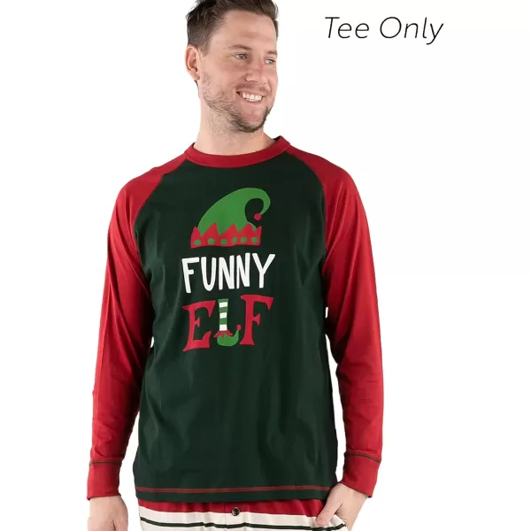 Lazy One Matching Family Christmas Pajamas Elf Matching Christmas PJs for Family Adult Tees ampamp Pants SeparatesFunny Elf Pajama Tee