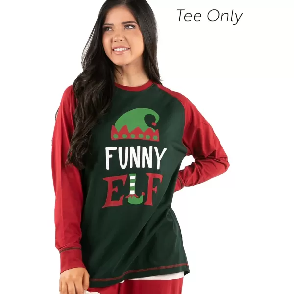 Lazy One Matching Family Christmas Pajamas Elf Matching Christmas PJs for Family Adult Tees ampamp Pants SeparatesFunny Elf Pajama Tee
