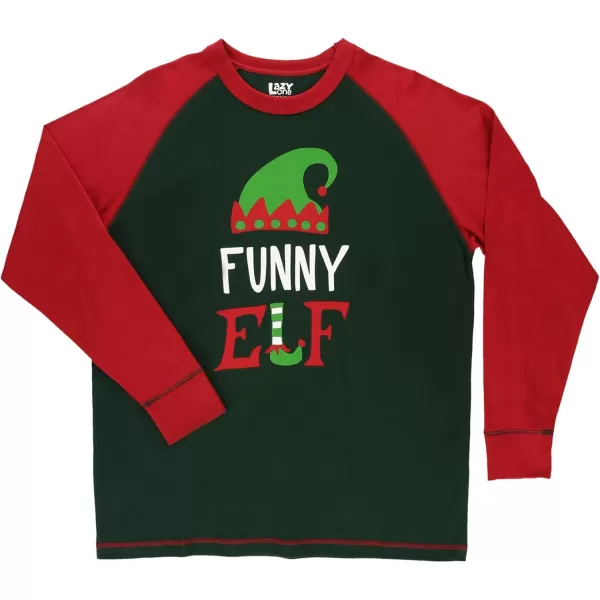 Lazy One Matching Family Christmas Pajamas Elf Matching Christmas PJs for Family Adult Tees ampamp Pants SeparatesFunny Elf Pajama Tee