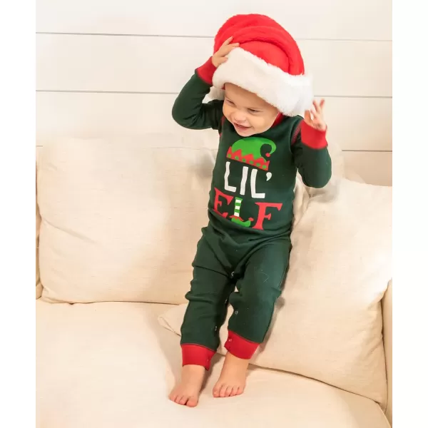 Lazy One Matching Family Christmas Pajamas Elf Matching Christmas PJs for Family Adult Tees ampamp Pants SeparatesLil Elf Unionsuit