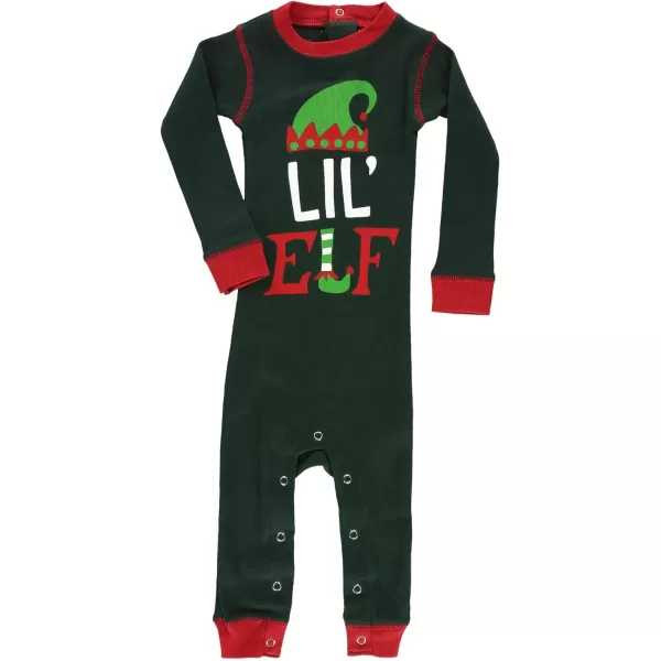 Lazy One Matching Family Christmas Pajamas Elf Matching Christmas PJs for Family Adult Tees ampamp Pants SeparatesLil Elf Unionsuit