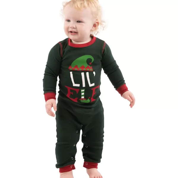 Lazy One Matching Family Christmas Pajamas Elf Matching Christmas PJs for Family Adult Tees ampamp Pants SeparatesLil Elf Unionsuit