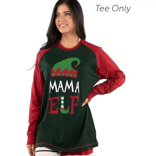 Lazy One Matching Family Christmas Pajamas Elf Matching Christmas PJs for Family Adult Tees ampamp Pants SeparatesMama Elf Pajama Tee
