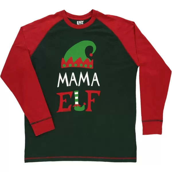 Lazy One Matching Family Christmas Pajamas Elf Matching Christmas PJs for Family Adult Tees ampamp Pants SeparatesMama Elf Pajama Tee