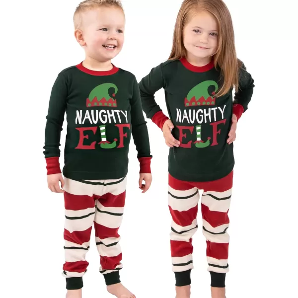 Lazy One Matching Family Christmas Pajamas Elf Matching Christmas PJs for Family Adult Tees ampamp Pants SeparatesNaughty Elf Pajama Sets
