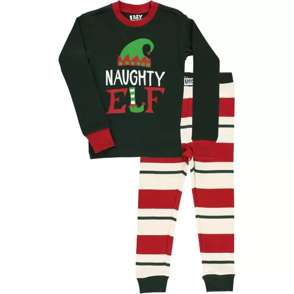 Lazy One Matching Family Christmas Pajamas Elf Matching Christmas PJs for Family Adult Tees ampamp Pants SeparatesNaughty Elf Pajama Sets