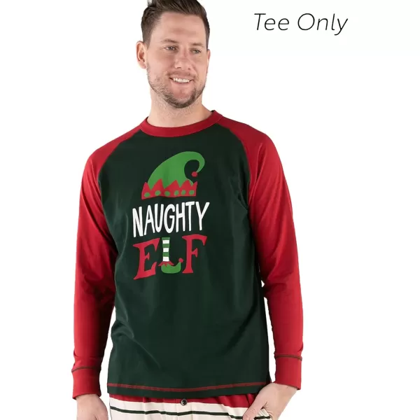 Lazy One Matching Family Christmas Pajamas Elf Matching Christmas PJs for Family Adult Tees ampamp Pants SeparatesNaughty Elf Pajama Tee