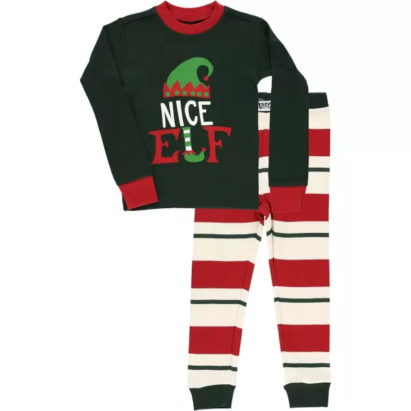 Lazy One Matching Family Christmas Pajamas Elf Matching Christmas PJs for Family Adult Tees ampamp Pants SeparatesNice Elf Pajama Sets