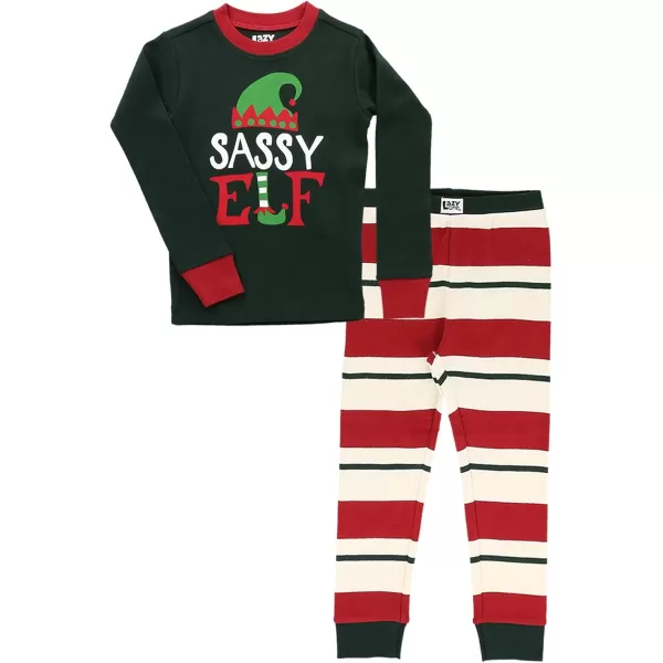 Lazy One Matching Family Christmas Pajamas Elf Matching Christmas PJs for Family Adult Tees ampamp Pants SeparatesSassy Elf Pajama Sets