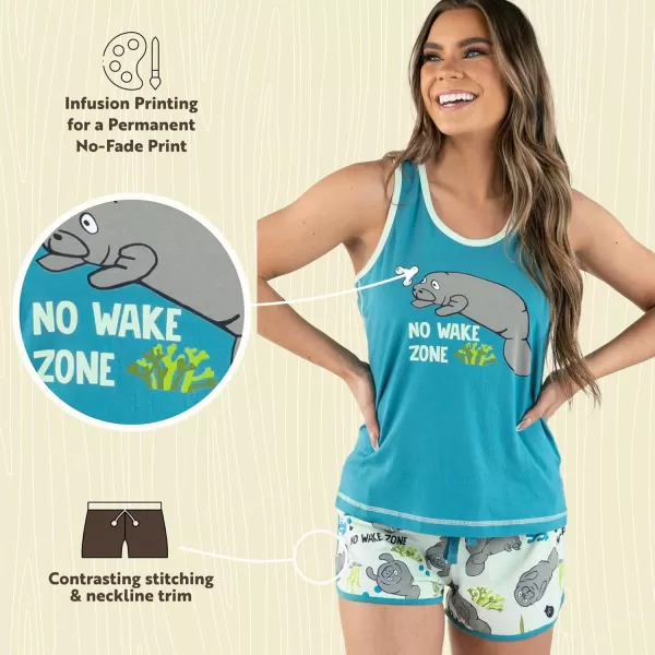 Lazy One Matching Pajamas for Women Cute Pajama Shorts and Tank Top Set Summer PajamasManatee