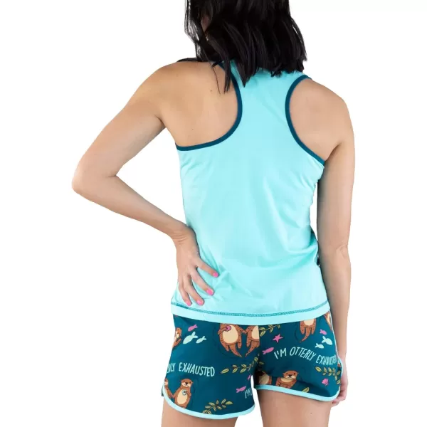 Lazy One Matching Pajamas for Women Cute Pajama Shorts and Tank Top Set Summer PajamasOtterly Exhausted