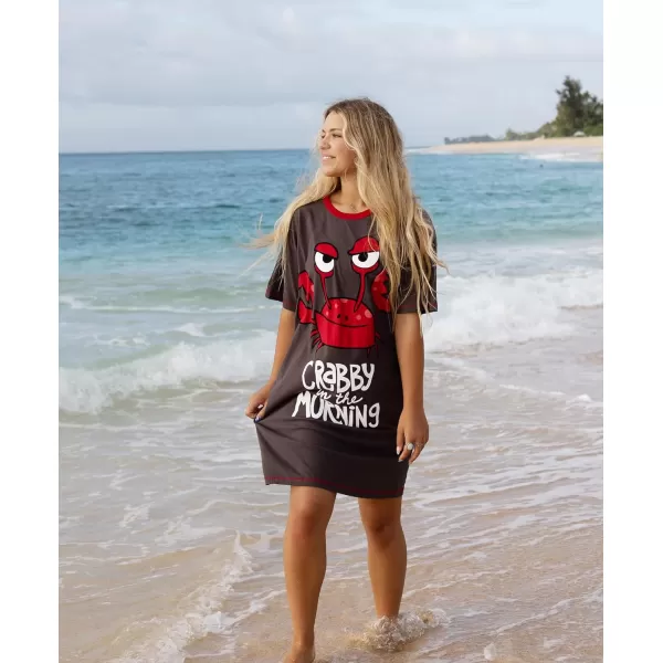 Lazy One Nightshirts for Women Cute Nightgown for Women Animal Designs Ocean Sea Life Crabby In The Morning One Size