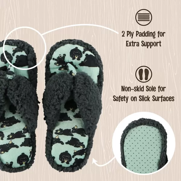 Lazy One Spa FlipFlop Slippers for Women Girls Fuzzy House SlippersDark Grey Bearly Awake