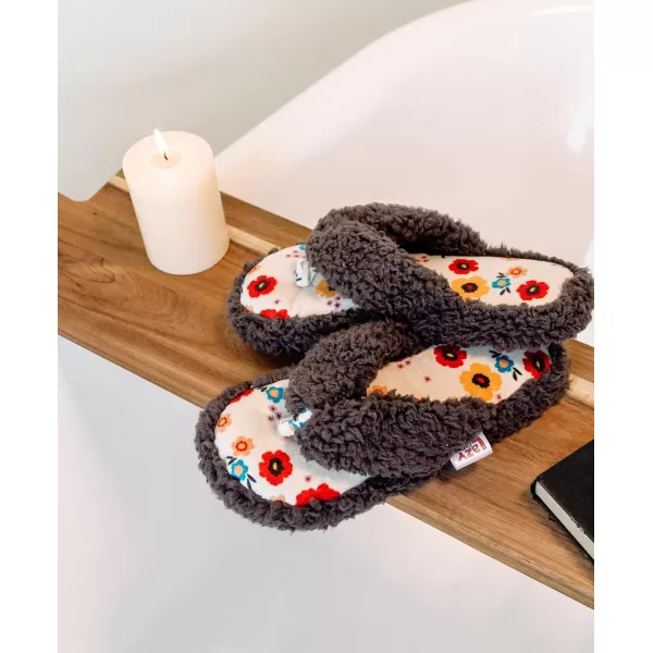 Lazy One Spa FlipFlop Slippers for Women Girls Fuzzy House SlippersGrey Rise and Shine Spa Slippers